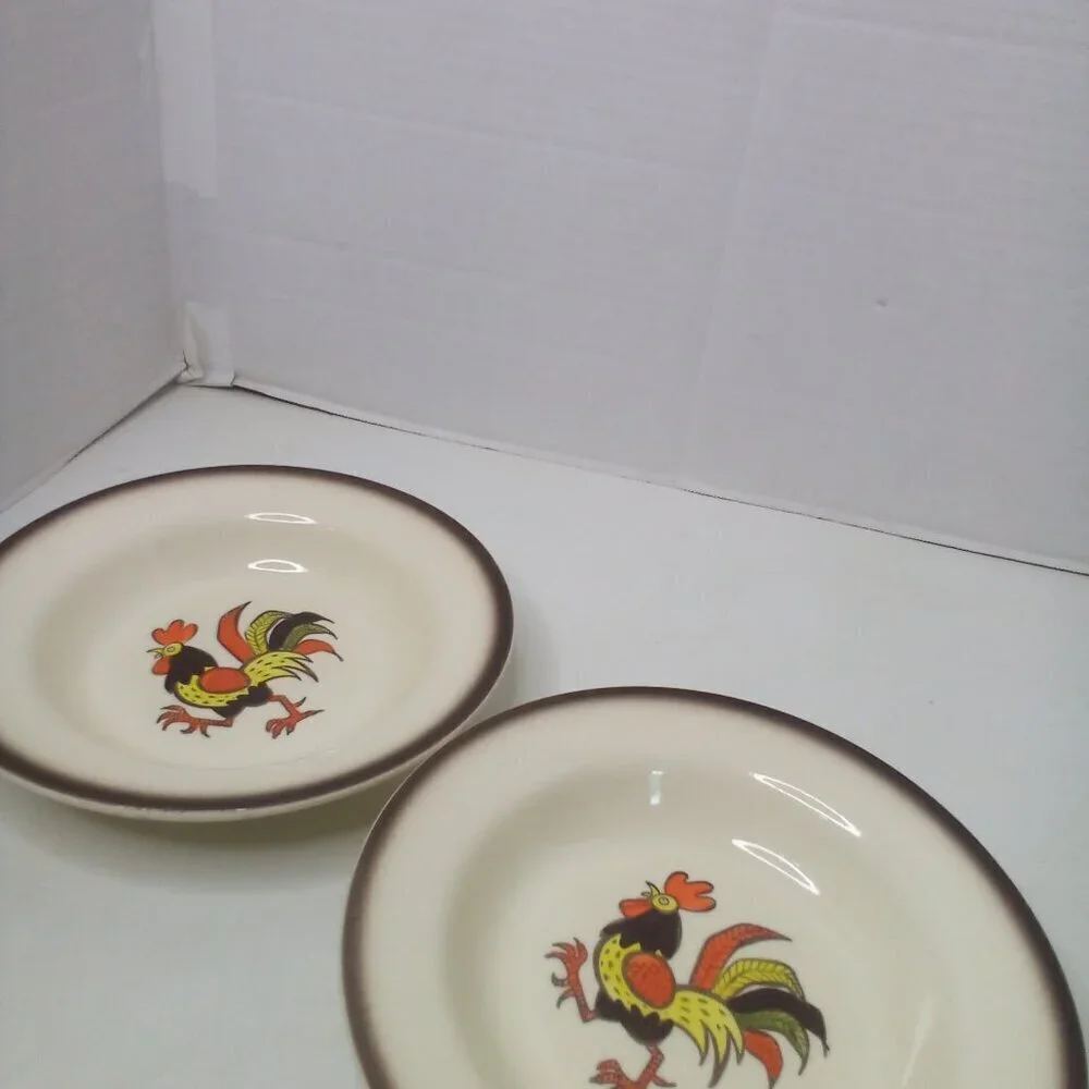 Vintage Poppytrail by Metlox Rooster Bowl Lot of 2 Retro 8.5